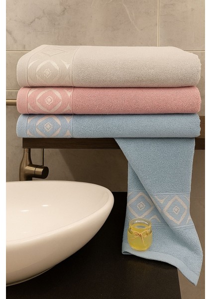 Göz Desen 3’lü Banyo Havlu Seti – 100X150 cm %100 Pamuk, Yumuşak Dokulu,desenli.