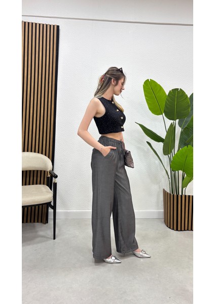 Keten Karışımlı Bol Kesim Tesettür Pantolon fiyatları