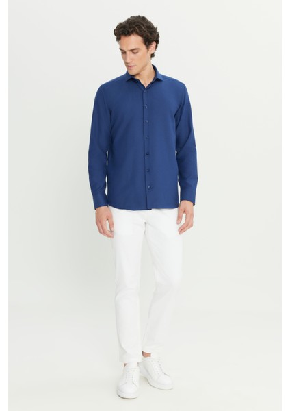 Tailored Slim Fit Dar Kesim Küçük Italyan Yaka Armürlü Oxford Gömlek fiyatları