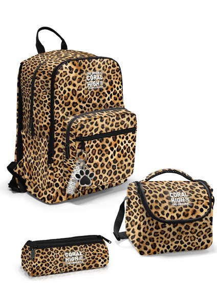Coral High Kahverengi Leopar Desenli 3’lü Okul Çanta Seti SET0123681