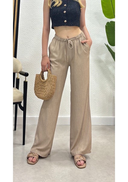 Keten Karışımlı Bol Kesim Tesettür Pantolon