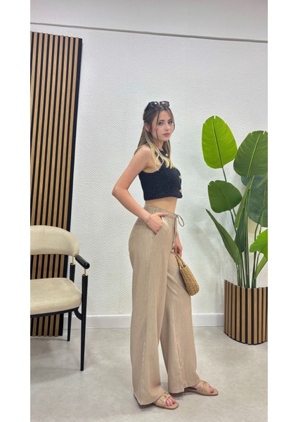 Keten Karışımlı Bol Kesim Tesettür Pantolon modelleri