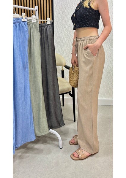 Keten Karışımlı Bol Kesim Tesettür Pantolon