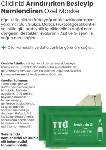 Thermal Avokado ve Üzüm Çekirdeği Yağ Içeren Kil Maskesi 1 Adet fırsatları