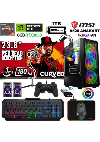 Armor X130 Ryzen 5 5500 32GB Ram 1tb M.2 Nvme SSD 12GB RTX3060 24" 180Hz Oyuncu Tavsiye Sistem