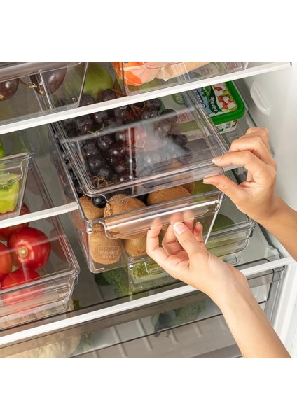 3'lü Set Kapaklı Buzdolabı Düzenleyici Buzdolabı Içi Düzenleyici Organizer 14 x 32,5 x 20 cm modelleri