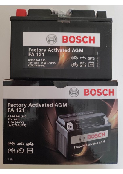 Bosch Fa 121 YT9B-BS 12 V 8 Amper 115 A Motosiklet Akü M6013