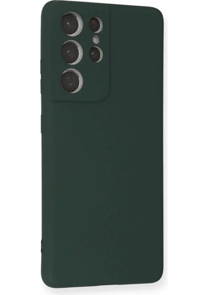 Samsung Galaxy S21 Ultra Kılıf Nano Içi Kadife Silikon - Koyu Yeşil fiyatları