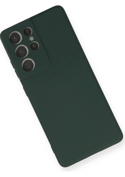 Samsung Galaxy S21 Ultra Kılıf Nano Içi Kadife Silikon - Koyu Yeşil modelleri