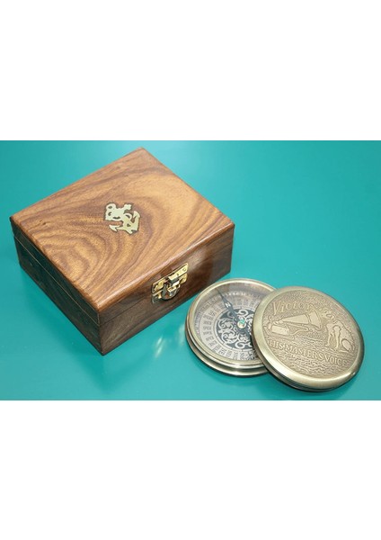 Ahşap Kutulu Pirinç Pusula 16222 - Lisinya