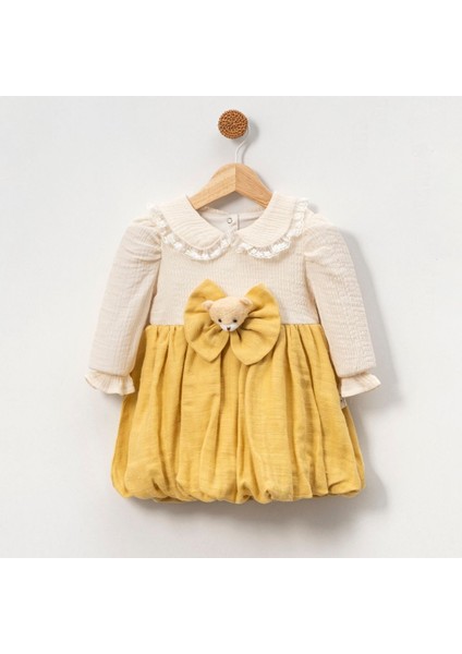 Kız Bebek Ayıcık Müslin Elbise