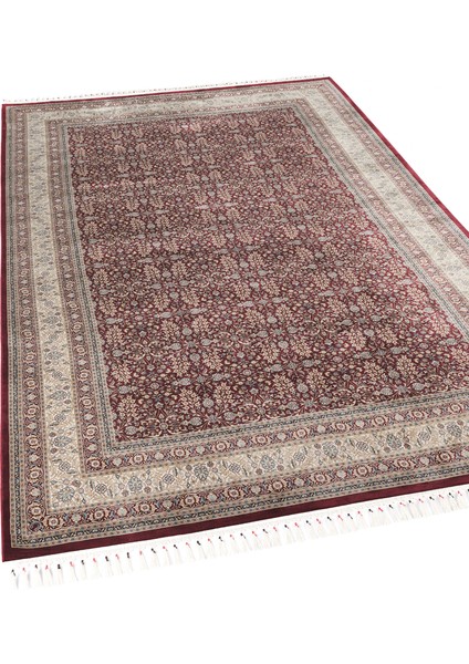 Halı Burj 8771 Bordo Afgan Desenli Viskon 170 Tarak Dokuma Sıklığı Özel Tezgah Üst Kalite Halı modelleri