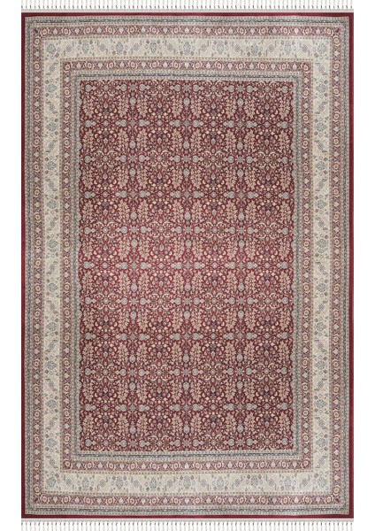 Halı Burj 8771 Bordo Afgan Desenli Viskon 170 Tarak Dokuma Sıklığı Özel Tezgah Üst Kalite Halı