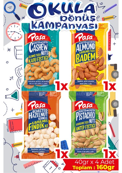 Karışık Kuruyemiş 40 gr x 4 Adet (160 gr)