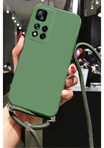 Honor Magic 7 Lite ile Uyumlu Ipli Boyun Askılı Silikon Kılıf Kadife Iç Yapılı Dulcet Epiphany Boyun Çapraz Asılabilen Ipli Kılıf Koyu Yeşil