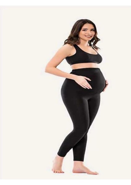 Kadın Siyah Uzun Penye Pamuklu Hamile Taytı fiyatları