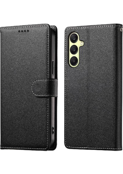 Samsung Galaxy A26 Kart Tutucu Yuvalı Kickstand Manyetik Pu Deri Kapaklı Koruyucu Darbeye Dayanıklı Telefon Kılıfı (Yurt Dışından)