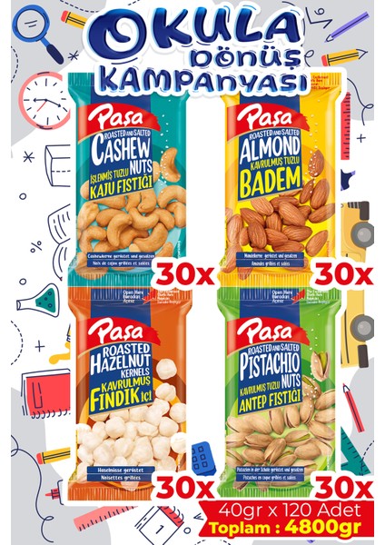 Toptan Karışık Kuruyemiş 40 gr x 120 Adet (4800 gr)