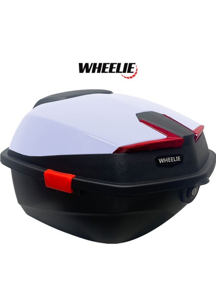 XT01-SW 32 Litre Motosiklet Arka Çanta Gümüş Beyaz Parlak Su Geçirmez ABS Çift Kilitleme Üniversal