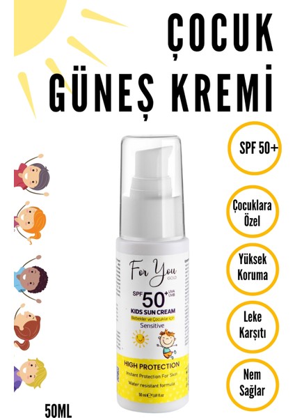 Bebek ve Çocuk Güneş Kremi SPF50+ 100 ml – Hassas Ciltler İçin, Suya Dayanıklı ve Hipoalerjenik