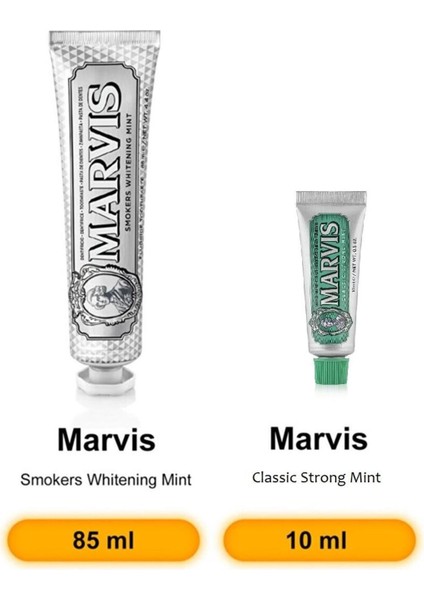 Smokers Whitening Mint Diş Macunu Naneli Ferahlık 85 ml + Classic Strong Mint 10 ml
