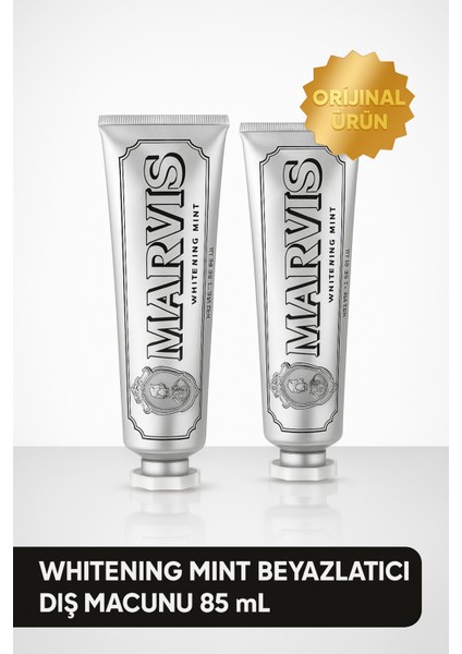 Whitening Beyazlatıcı Diş Macunu - Güçlü Temizlik ve Plak Önleyici Etki 85 ml x2 Nane Aromasıyla (2 Adet)