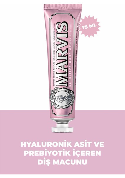 Hassas Diş ve Diş Eti Koruyucu Nane Aromalı Diş Macunu 75 ml – Hyaluronik Asit ve Prebiyotik İçerikli