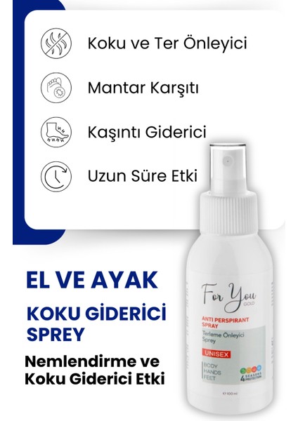 Terleme Önleyici Sprey El Ayak ve Koltuk Altı İçin 100 ml Uzun Süreli Ferahlık