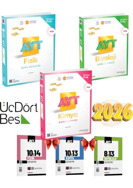 2025 Ayt Fizik Kimya Biyololoji Soru Bankası Fen Bilimleri Sayısal Set+Ayt 3 Deneme Set Hediye fiyatları