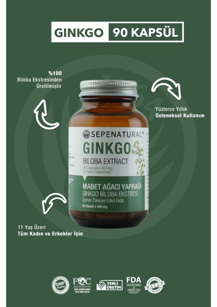 Sepe Natural Ginkgo Biloba Yaprak Ekstraktı 90 Kapsül X 400Mg fırsatları