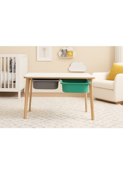 Yaz Sil Yüzeyli Çocuk Aktivite Masası - Dikdörtgen - Çift Sepetli fiyatları