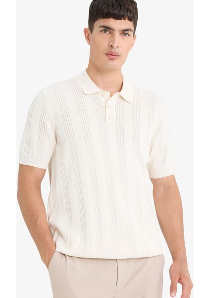 %100 Pamuk Polo Yaka Kısa Kollu Triko Tişört F7133AX25SM fırsatları