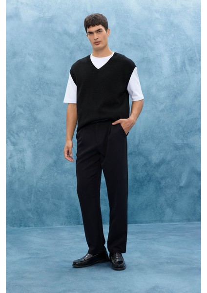 Straight Fit Pileli Cepli Düz Paça Kumaş Pantolon F7140AX25AU