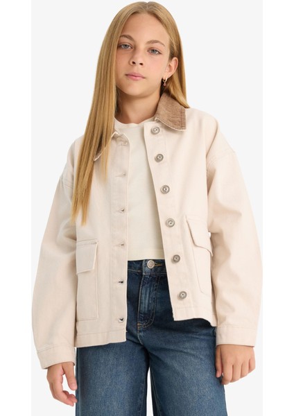 Kız Çocuk Okul Kontrast Yakalı Gabardin Ceket F7518A825AU fırsatları