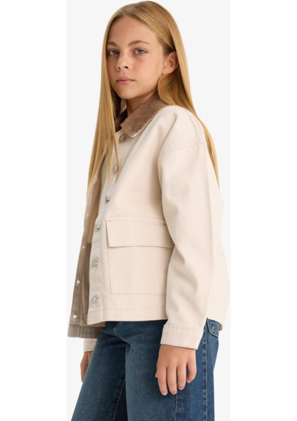 Kız Çocuk Okul Kontrast Yakalı Gabardin Ceket F7518A825AU indirimleri