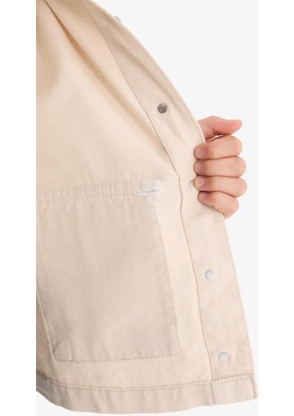 Kız Çocuk Okul Kontrast Yakalı Gabardin Ceket F7518A825AU