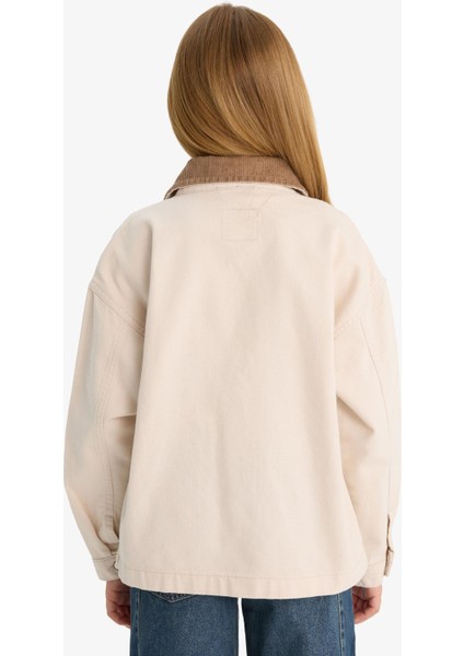 Kız Çocuk Okul Kontrast Yakalı Gabardin Ceket F7518A825AU