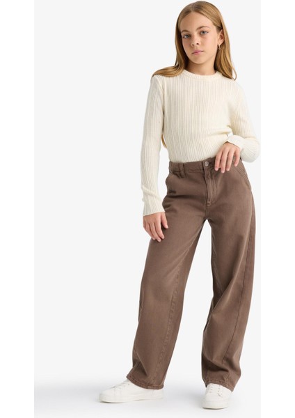 Kız Çocuk Balloon Fit Oval Paça Gabardin Okul Pantolonu fiyatları