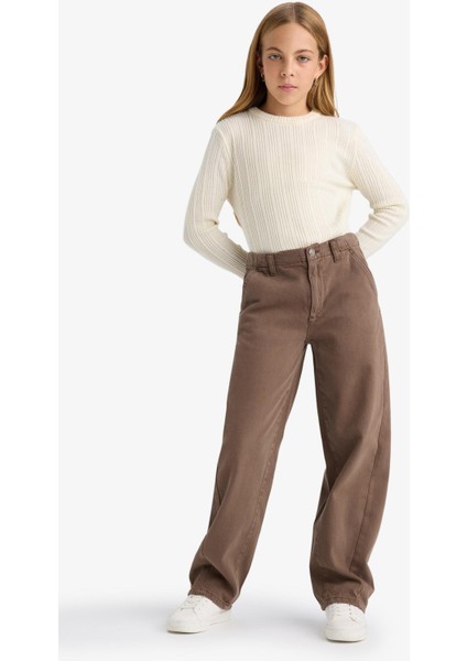 Kız Çocuk Balloon Fit Oval Paça Gabardin Okul Pantolonu modelleri