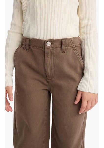 Kız Çocuk Balloon Fit Oval Paça Gabardin Okul Pantolonu