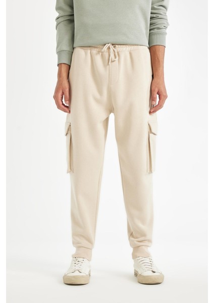 Regular Fit Jogger Eşofman Altı Kargo Cepli Basic Düz Beli Bağcıklı Lastikli Paça Y5533AZ24AU