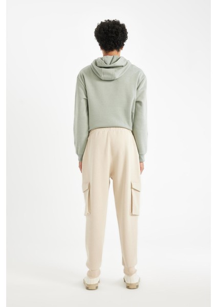 Regular Fit Jogger Eşofman Altı Kargo Cepli Basic Düz Beli Bağcıklı Lastikli Paça Y5533AZ24AU