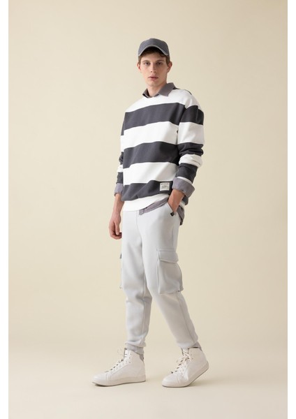 Regular Fit Jogger Eşofman Altı Kargo Cepli Basic Düz Beli Bağcıklı Lastikli Paça Y5533AZ24AU