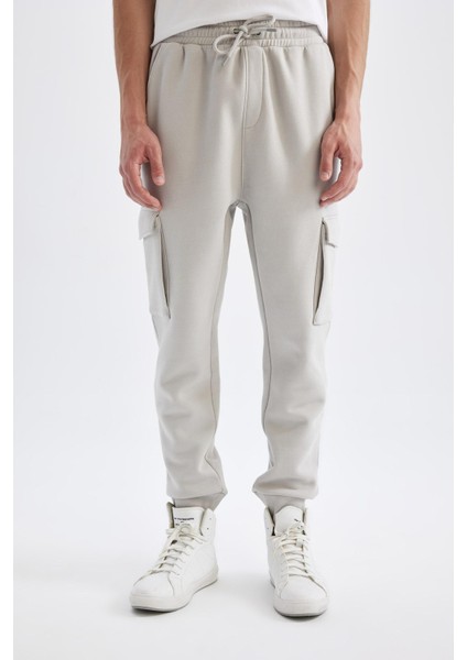 Regular Fit Jogger Eşofman Altı Kargo Cepli Basic Düz Beli Bağcıklı Lastikli Paça Y5533AZ24AU