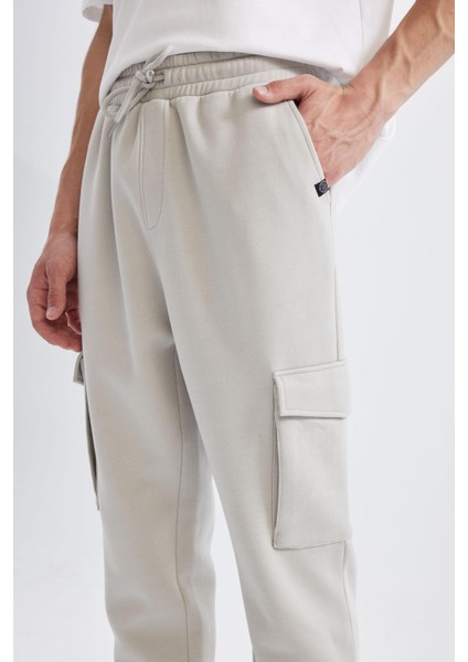 Regular Fit Jogger Eşofman Altı Kargo Cepli Basic Düz Beli Bağcıklı Lastikli Paça Y5533AZ24AU