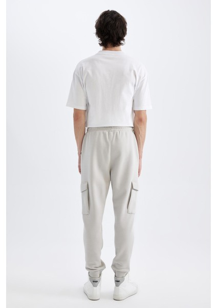 Regular Fit Jogger Eşofman Altı Kargo Cepli Basic Düz Beli Bağcıklı Lastikli Paça Y5533AZ24AU