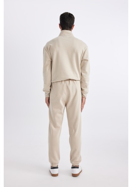 Jogger Eşofman Altı Standart Fit Basic Düz Beli Bağcıklı Lastikli Paça Cepli