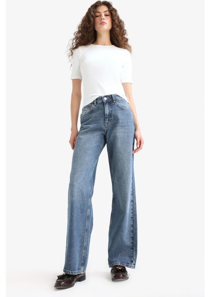 Straight Wide Yüksek Bel Düz Paça Uzun Jean Pantolon E9130AX25AU fiyatları