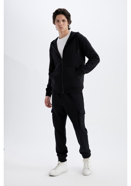 Regular Fit Jogger Eşofman Altı Kargo Cepli Basic Düz Beli Bağcıklı Lastikli Paça Y5533AZ24AU fırsatları
