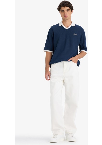 %100 Pamuk Baggy Fit Geniş Paça Jean Pantolon F6646AX25SM